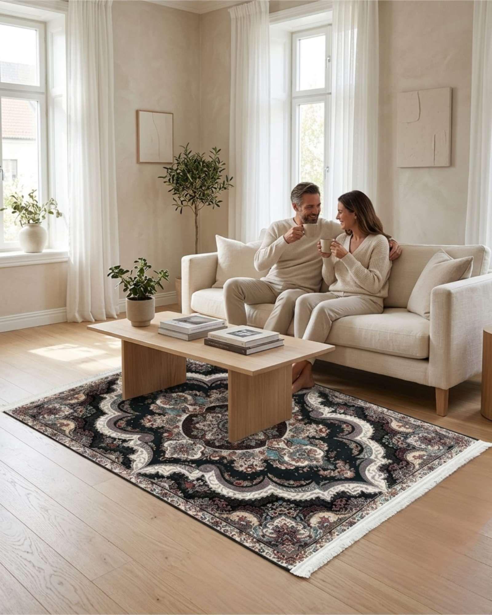 Alfombra Estilo Persa Vintage Con Flecos 120x160 Cm m6-3