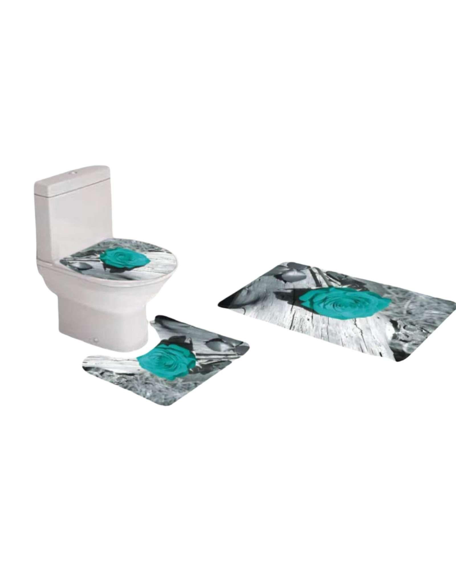 Juego 5 piezas con Cortina de baño de Tela Poliéster y  Forro de Ducha de Plástico J-23-3