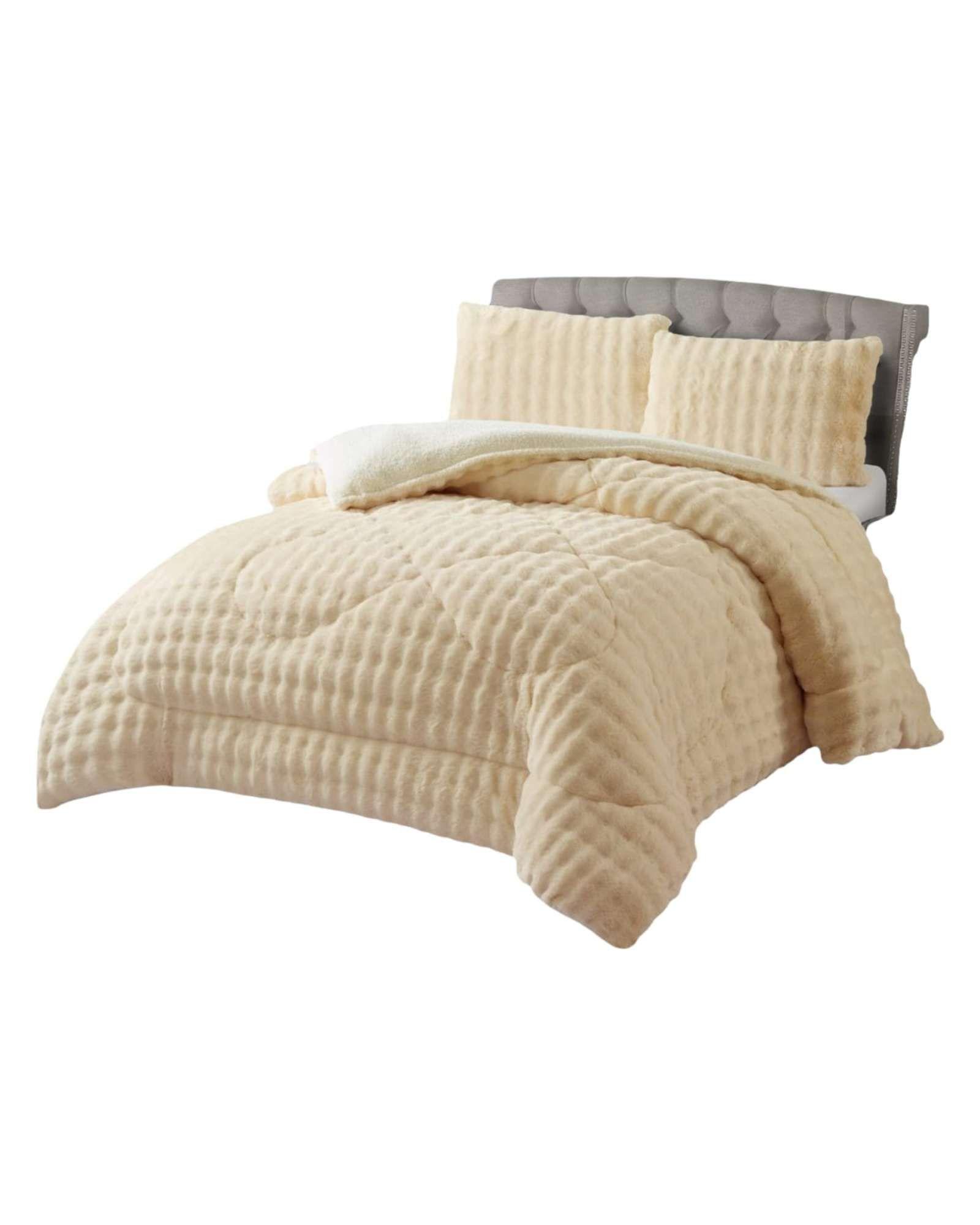 Cubrecama Acolchado Súper Calientito Plush con Chiporro 2 plazas color beige-2