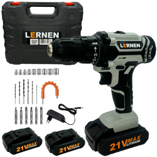 Taladro Desatornillador Inalámbrico 2 Baterías 21V + Set Brocas-2