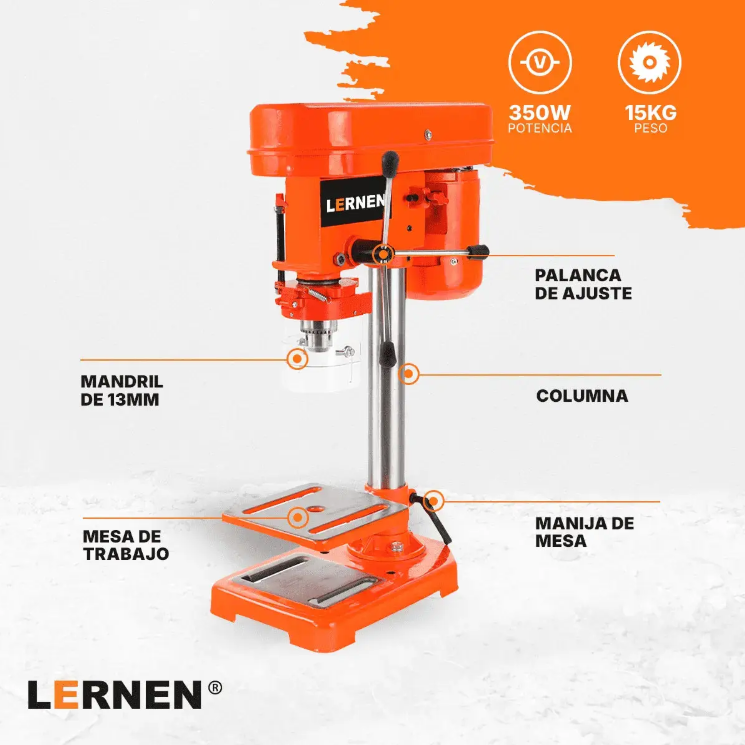Taladro de Pedestal – Banco 13 mm 350 W Lernen-4