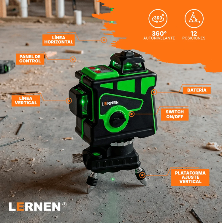 Nivel Laser Profesional 12 Líneas + Maletín + Trípode Sin puntuación Enlace en la misma página.   (0-3