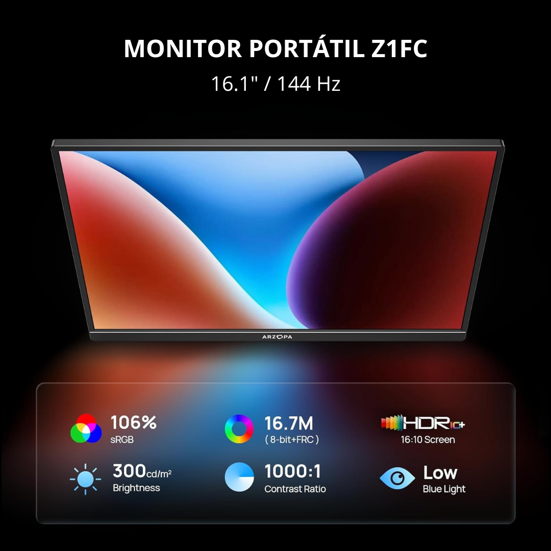 Monitor Portátil ARZOPA Z1FC 16.1” Full HD 144Hz-1
