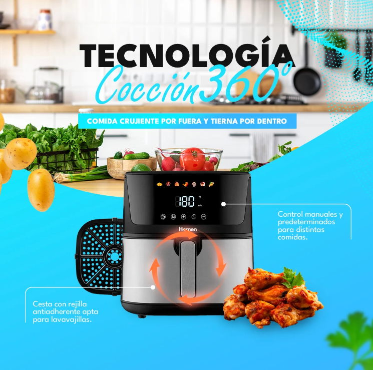 Freidora de Aire 8 Litros 1 700W Homen con Panel Touch-1