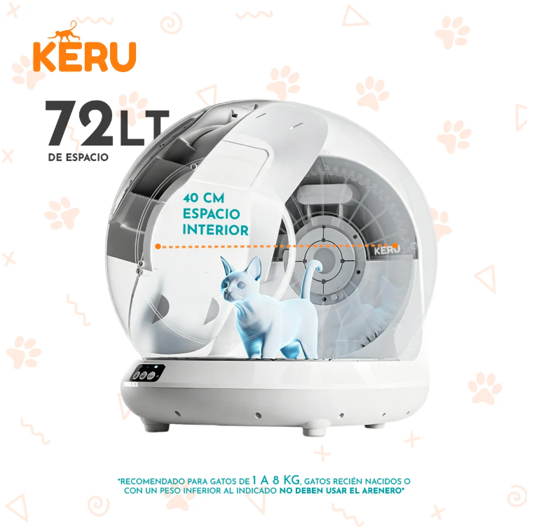 Arenero Inteligente Autom tico WiFi para Gatos con App Autolimpiante Keru 72 LT-3