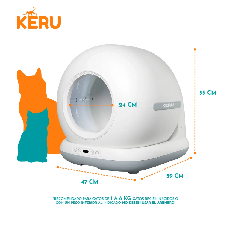Arenero Inteligente Autom tico WiFi para Gatos con App Autolimpiante Keru 72 LT-5