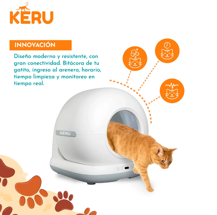 Arenero Inteligente Autom tico WiFi para Gatos con App Autolimpiante Keru 72 LT-6