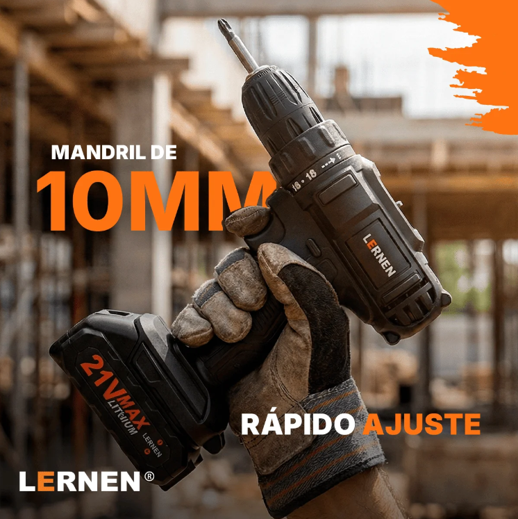Taladro Destornillador Inalámbrico 21v Con Brocas + 2 Baterías-2