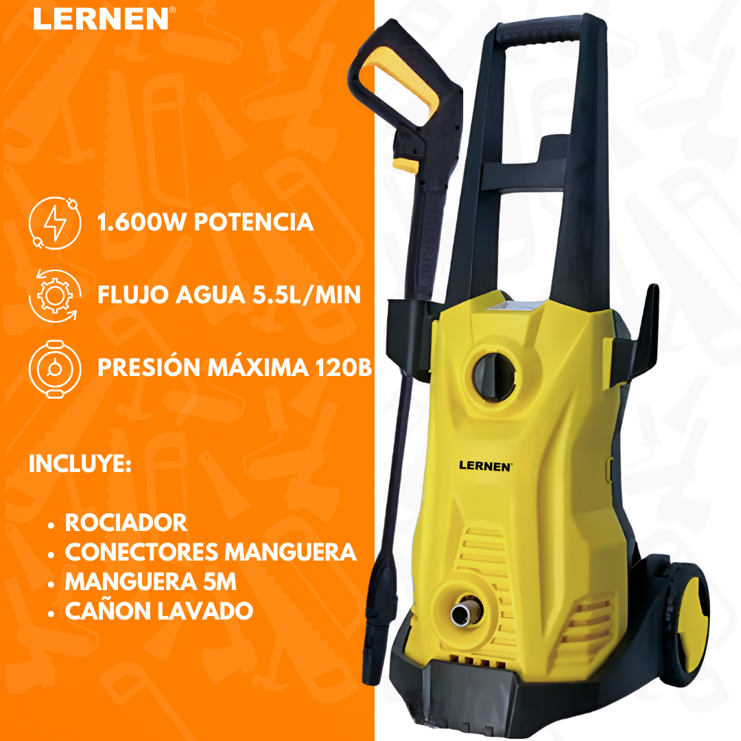 Hidrolavadora 1600w Con Jabonera Espumador 120bar 5.5 L/min-1