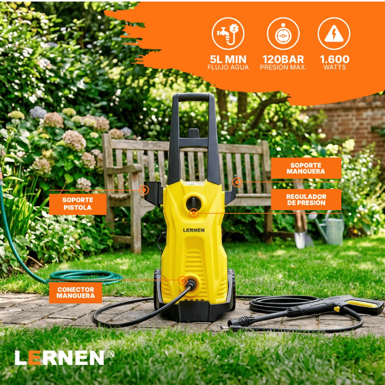 Hidrolavadora 1600w Con Jabonera Espumador 120bar 5.5 L/min-4