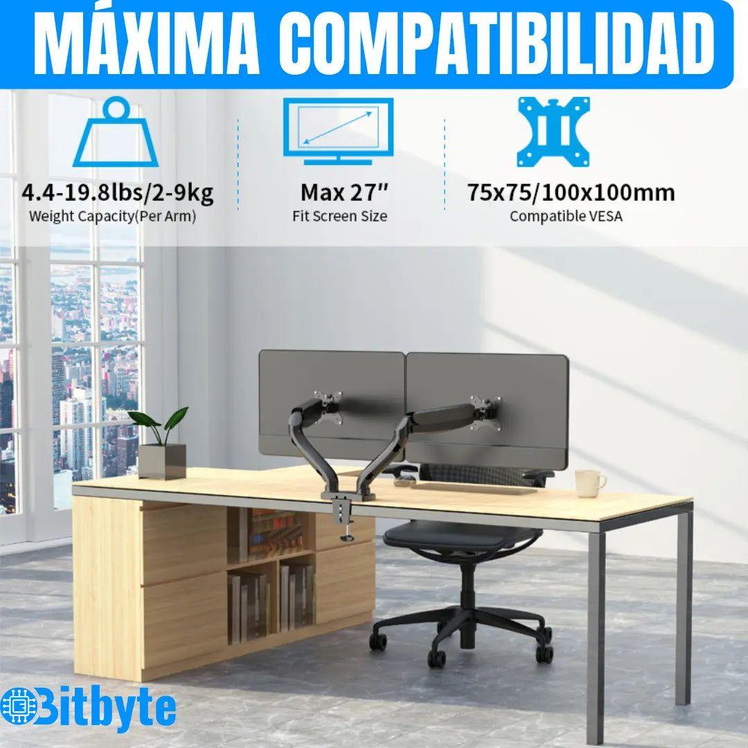 Brazo Soporte Doble Para 2 Monitores Base Escritorio-3