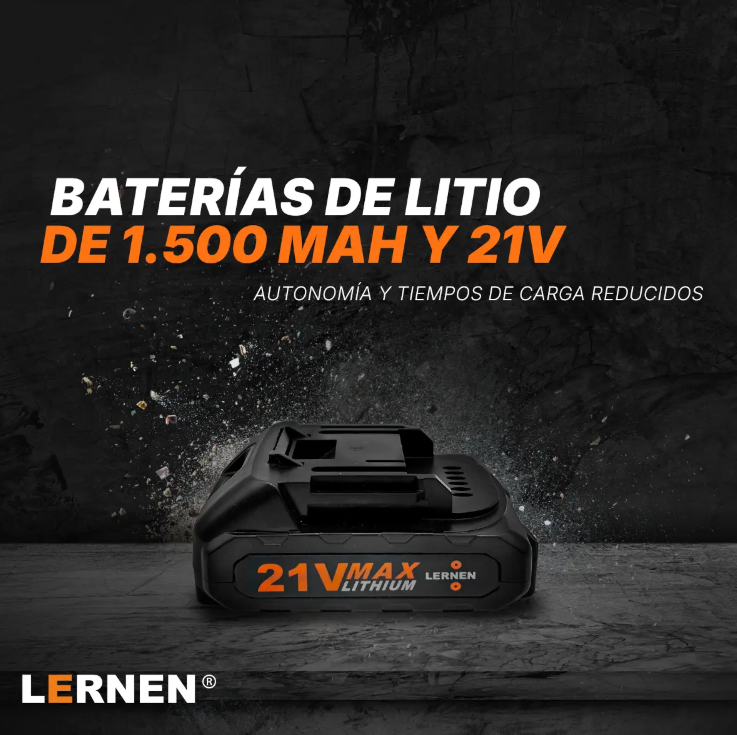 Kit Taladro Destornillador Inalámbrico LERNEN 21V + 2 Baterías + Accesorios-4