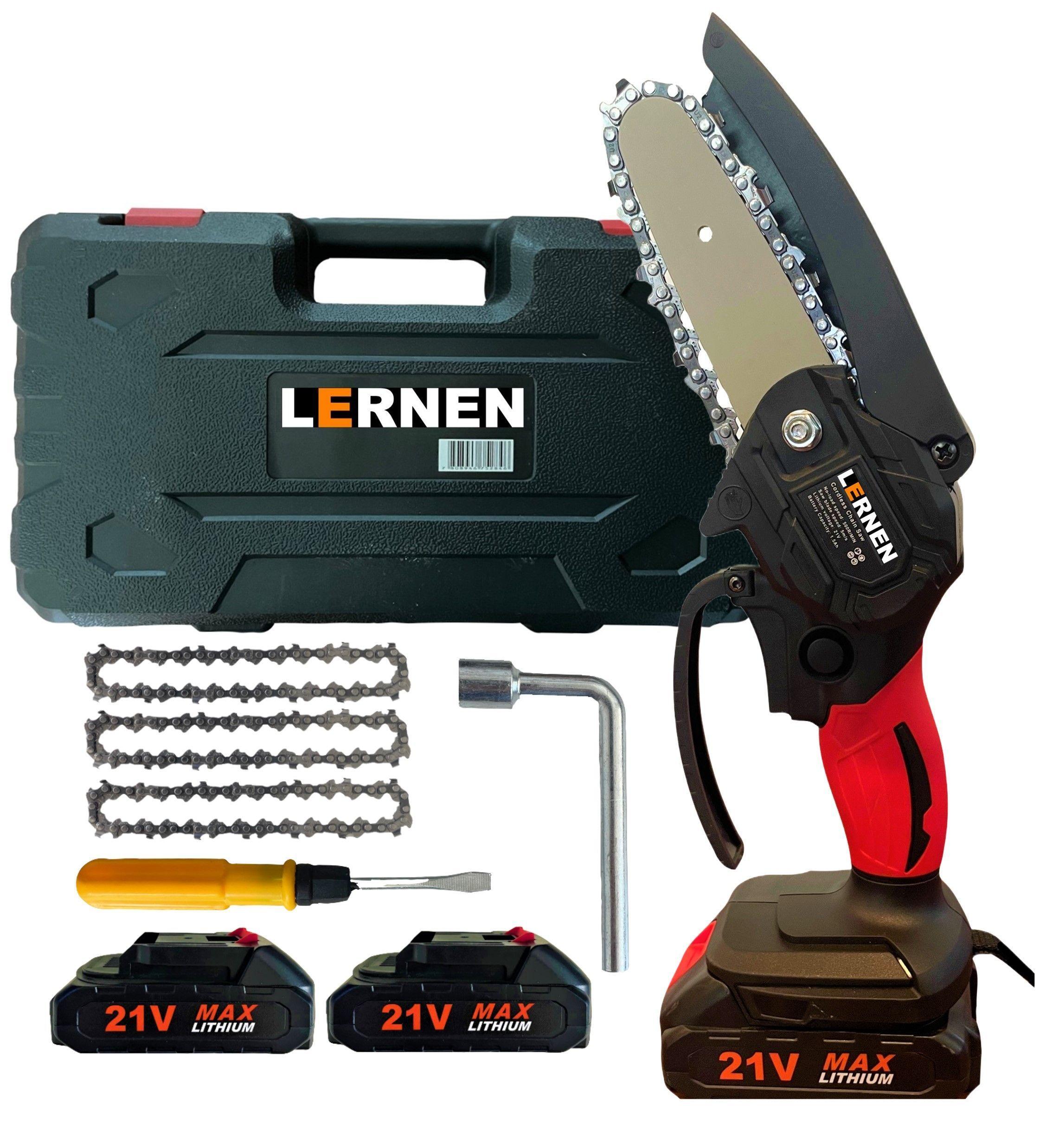 Pack Taladro Inalámbrico LERNEN + Motosierra Podadora LERNEN + 4 Baterías-3
