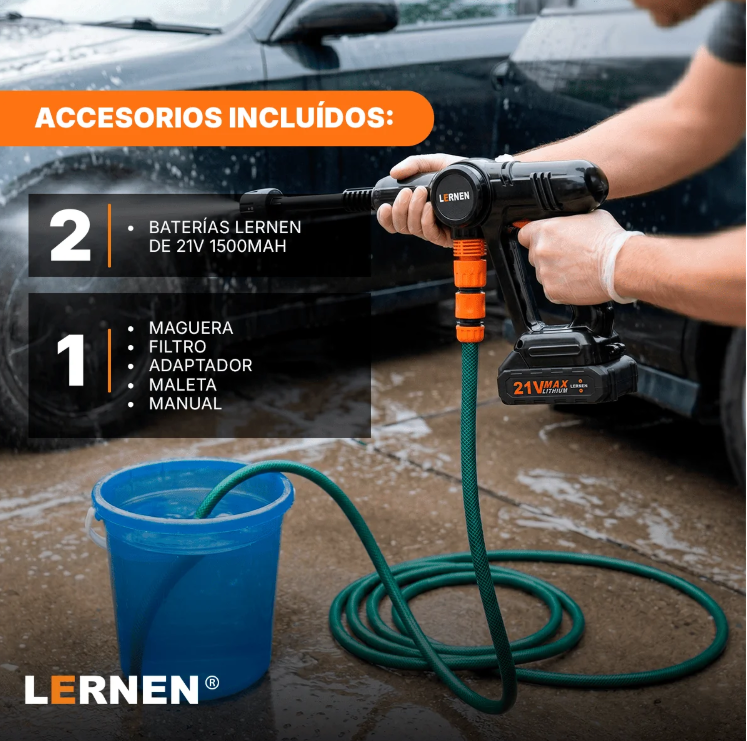 Hidrolavadora Inalámbrica PRO Lernen + 2 baterías + Accesorios-4