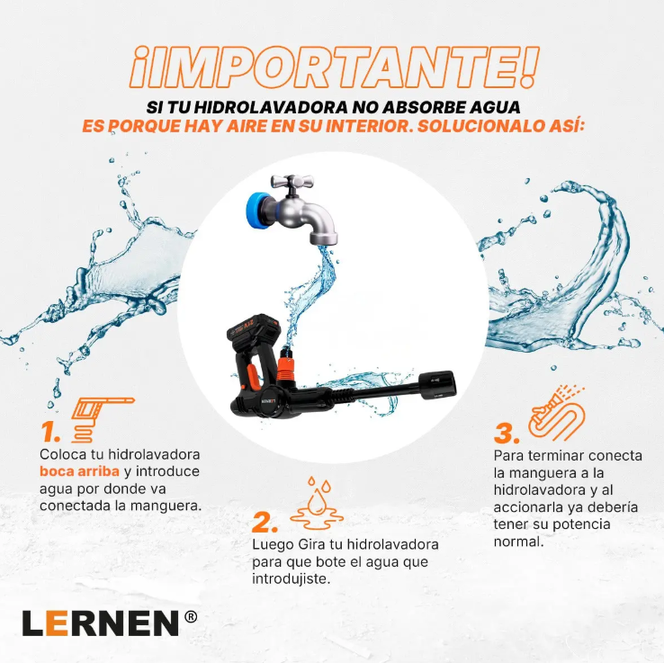 Hidrolavadora Inalámbrica PRO Lernen + 2 baterías + Accesorios-5