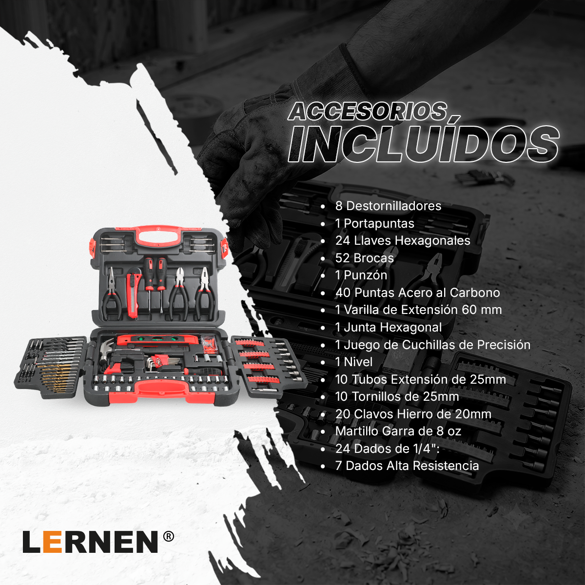 Set 145 Herramientas Manuales Multipropósito LERNEN-1