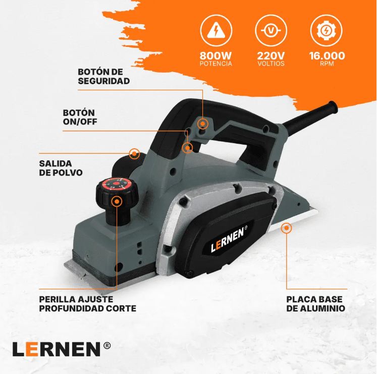 Cepillo Eléctrico Carpintería - 220 V - 800 W - 82mm-4