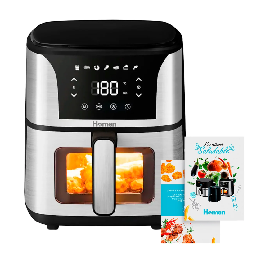 Freidora de Aire 5 5 Litros 1 350W Homen con Panel Touch Mayor capacidad y control-0