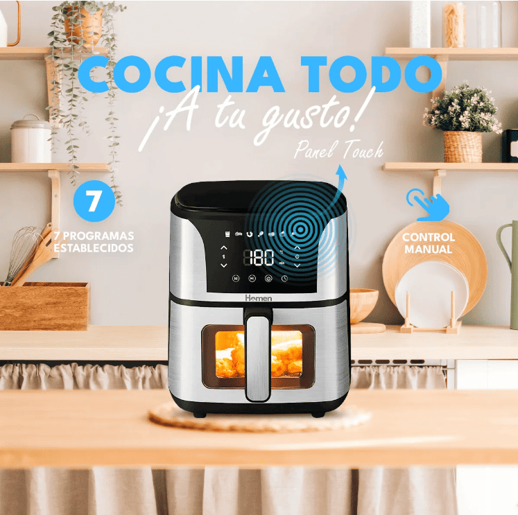 Freidora de Aire 5 5 Litros 1 350W Homen con Panel Touch Mayor capacidad y control-2