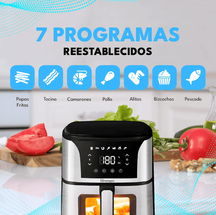 Freidora de Aire 5 5 Litros 1 350W Homen con Panel Touch Mayor capacidad y control-4
