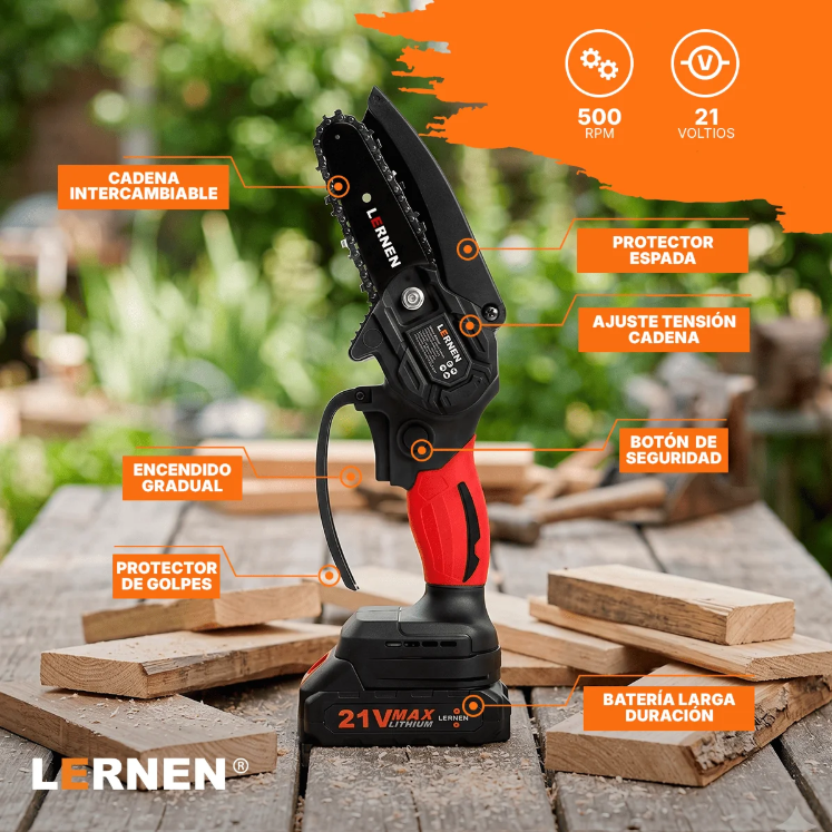 Motosierra Podadora Eléctrica 4" + 2 Baterias-1
