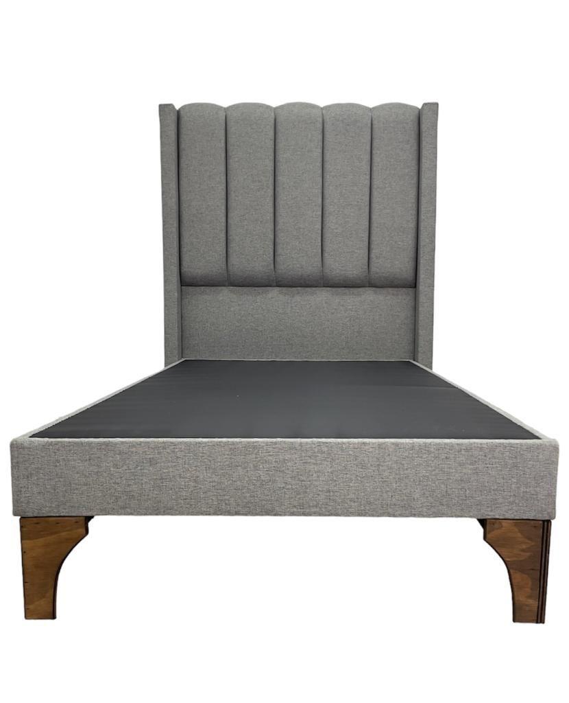 Cama plaza y media  base mas respaldo lino gris-1