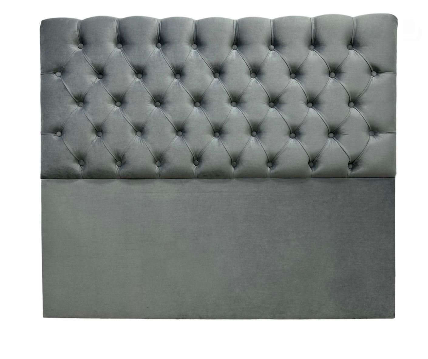 Respaldo para Cama 2 plazas Capitoné Felpa Gris Medio-0