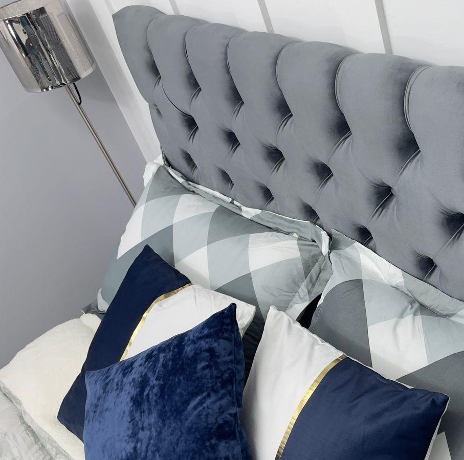 Cama Europea Plaza y Media Felpa Gris Medio-2