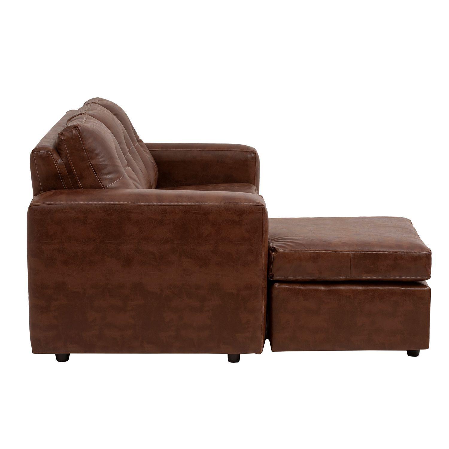 Sofá Seccional Valentina Cuero Sintético - Caramelo-2