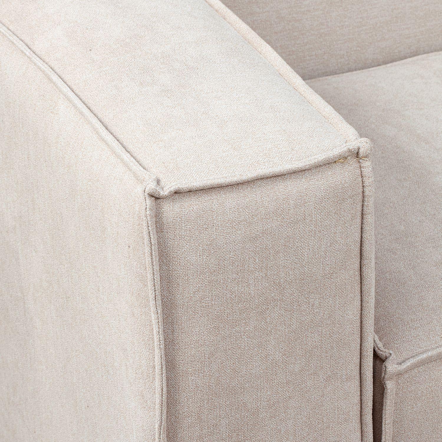 Sofá Modular Fortaleza 3 cuerpos y 2 Poufs - Tela Lino Finesse Beige-5