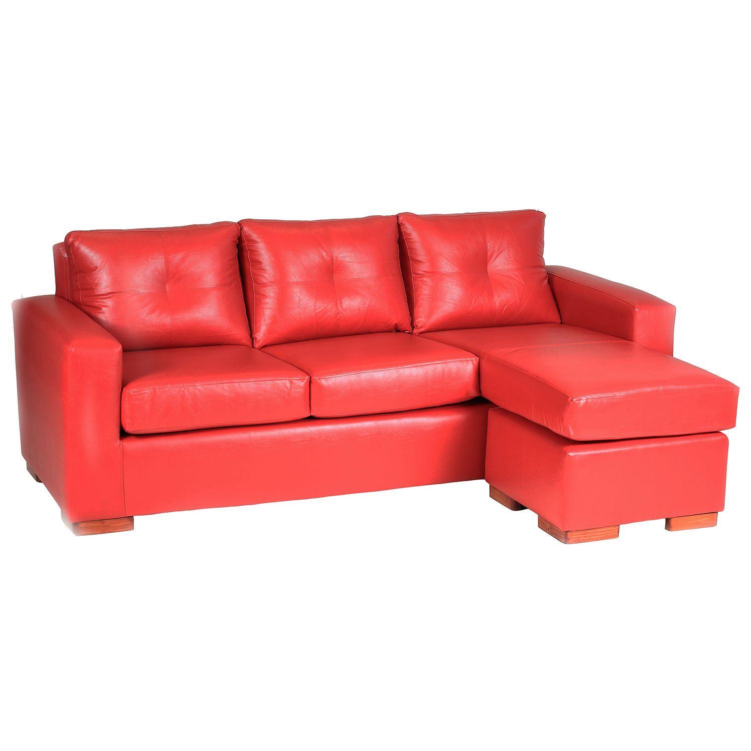 Sofá Seccional Miami de Cuero Sintético Pu - Rojo-0