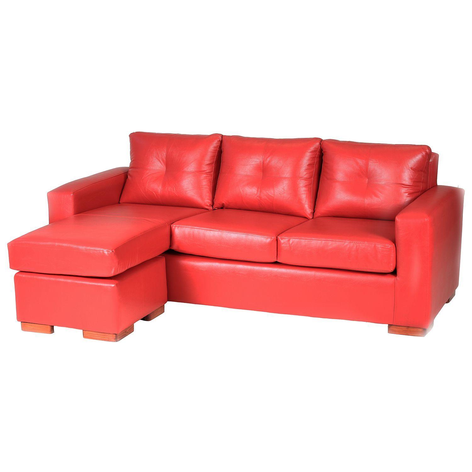 Sofá Seccional Miami de Cuero Sintético Pu - Rojo-3