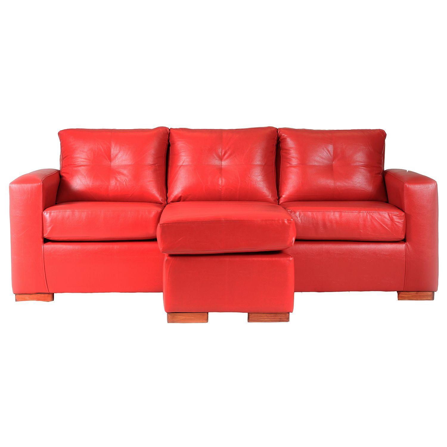 Sofá Seccional Miami de Cuero Sintético Pu - Rojo-4