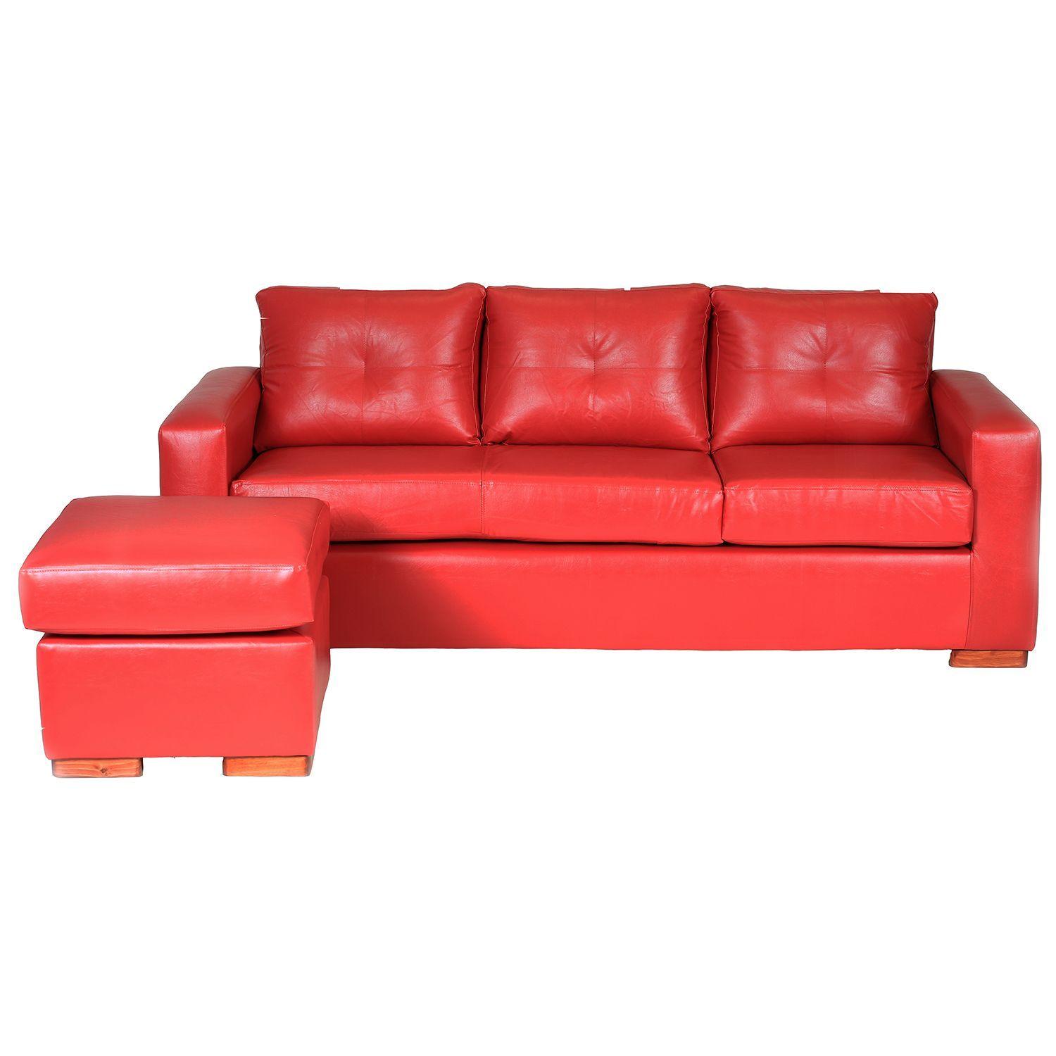 Sofá Seccional Miami de Cuero Sintético Pu - Rojo-5