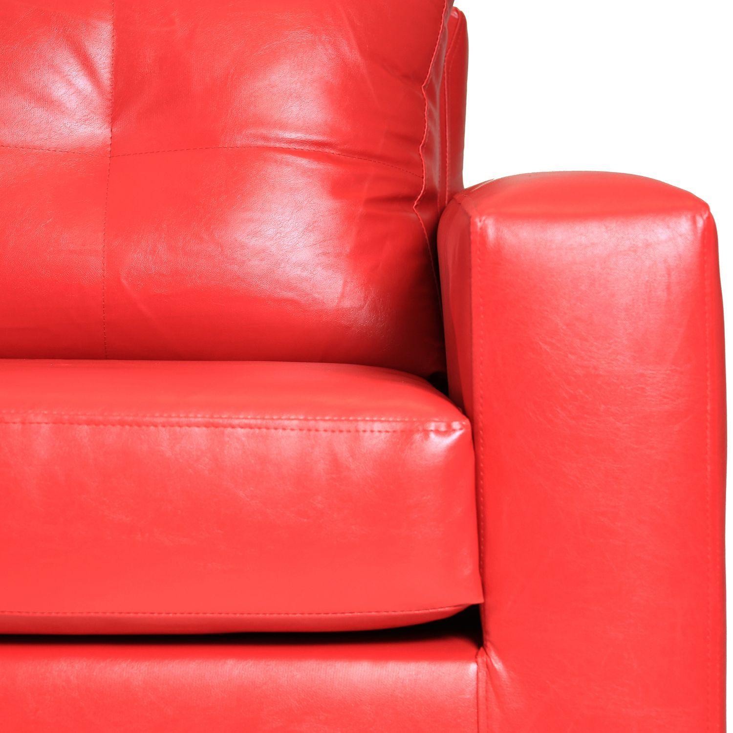 Sofá Seccional Miami de Cuero Sintético Pu - Rojo-7