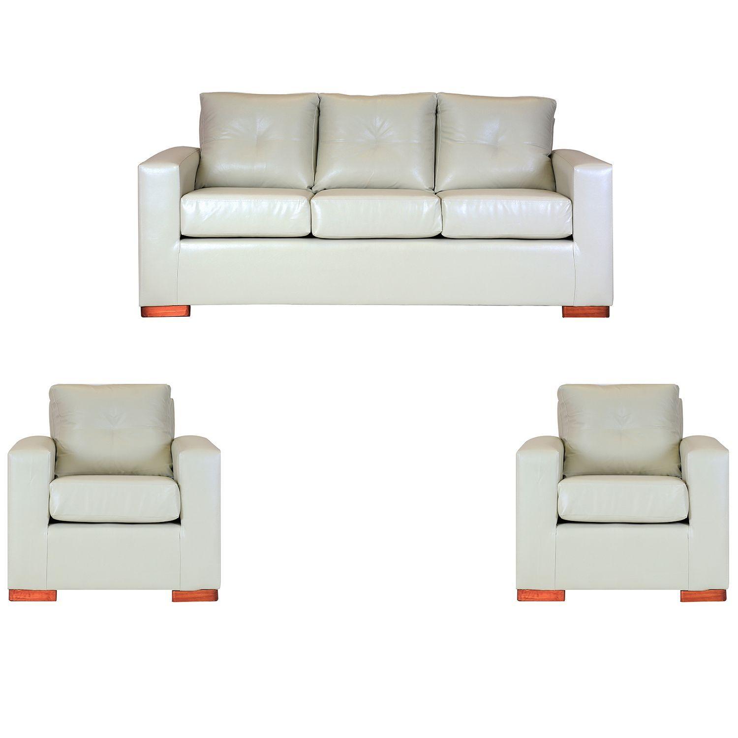 Juego de Living Roma 3-1-1 de Cuero Sintético Pu - Beige-0