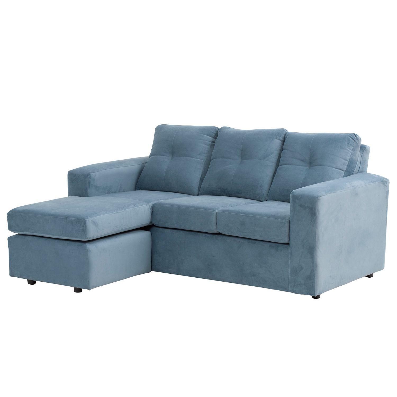 Sofá Seccional Valentina de Felpa - Azul Petróleo-2