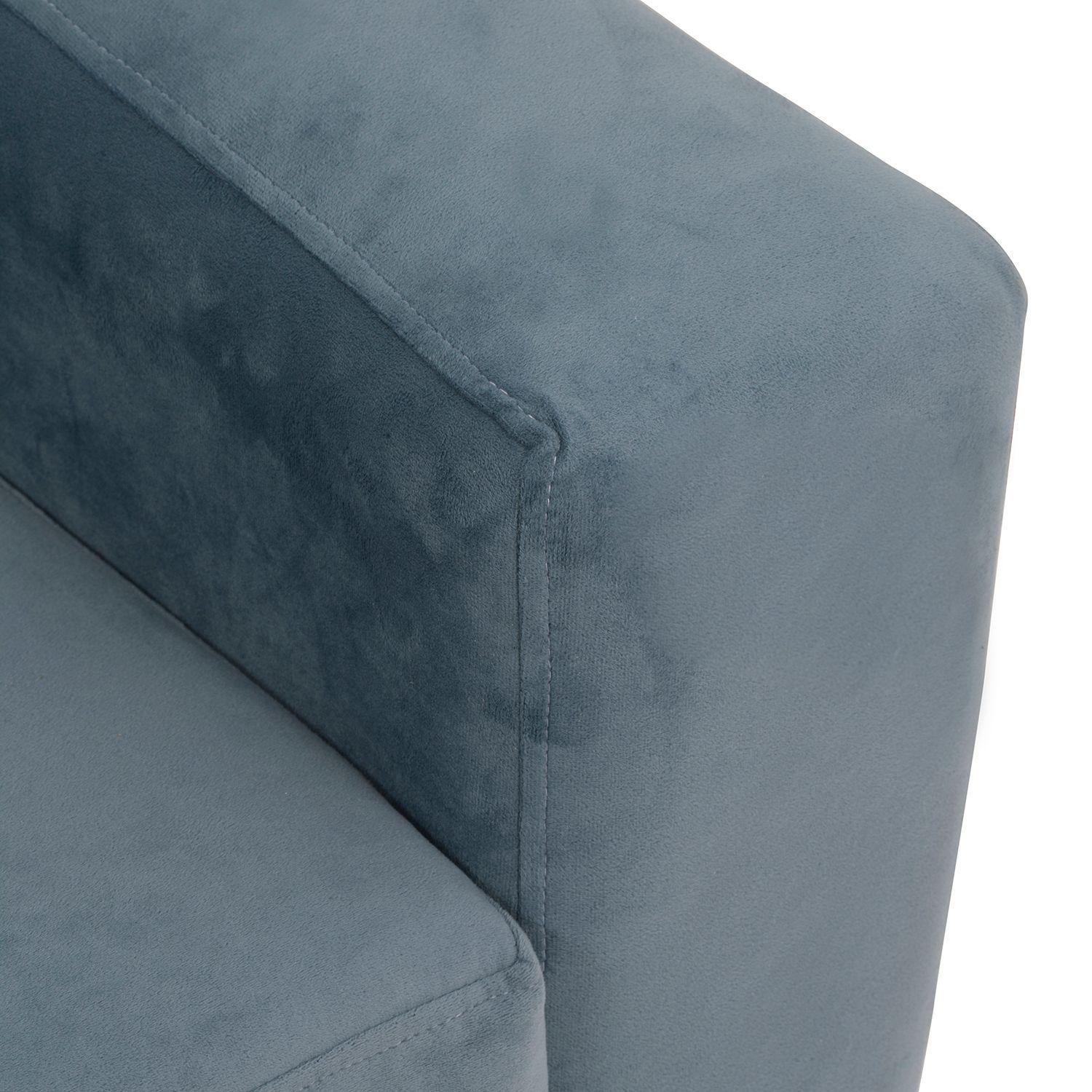 Sofá Seccional Valentina de Felpa - Azul Petróleo-6