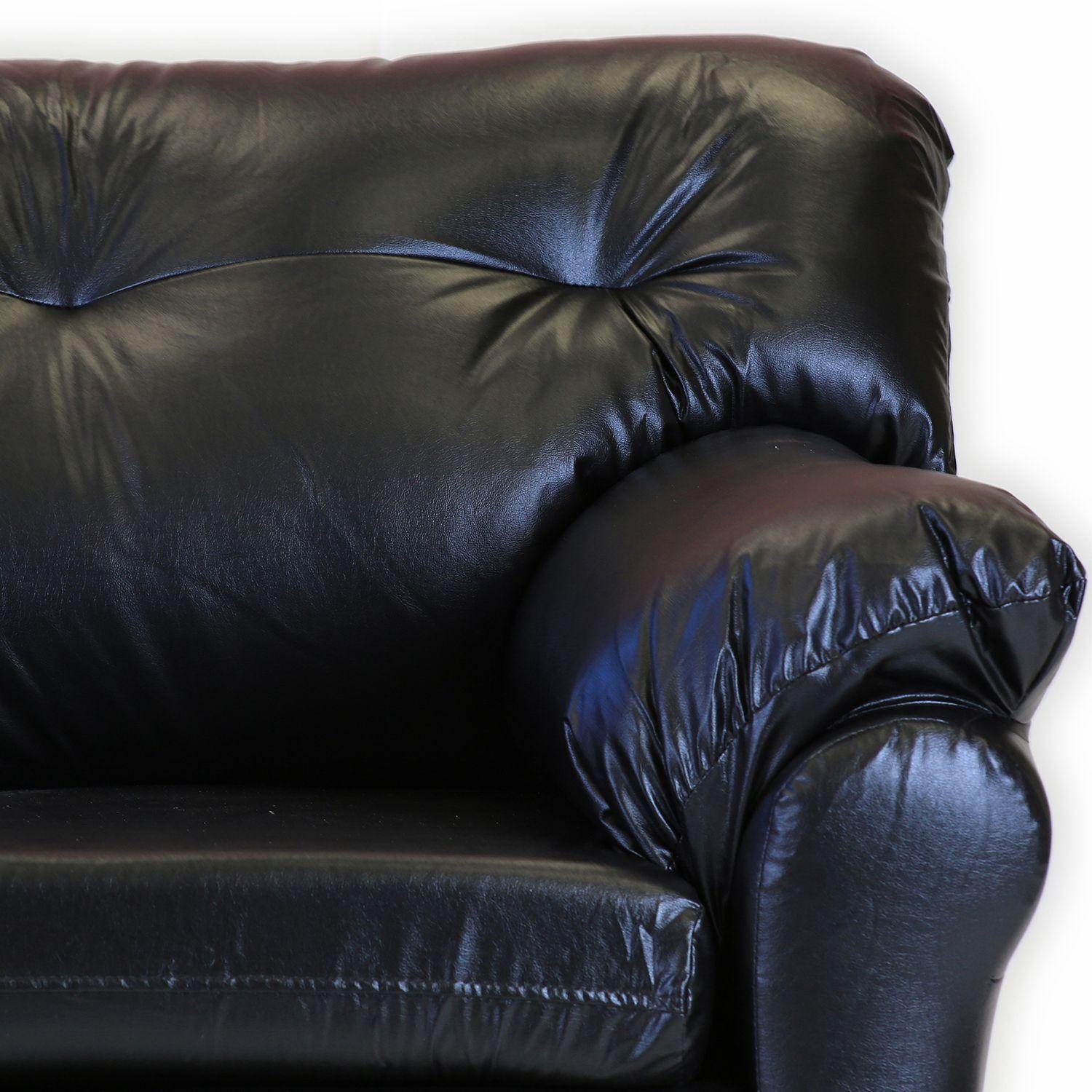 Sofá Madrid de 2 Cuerpos - Cuero Sintetico PU Negro-2