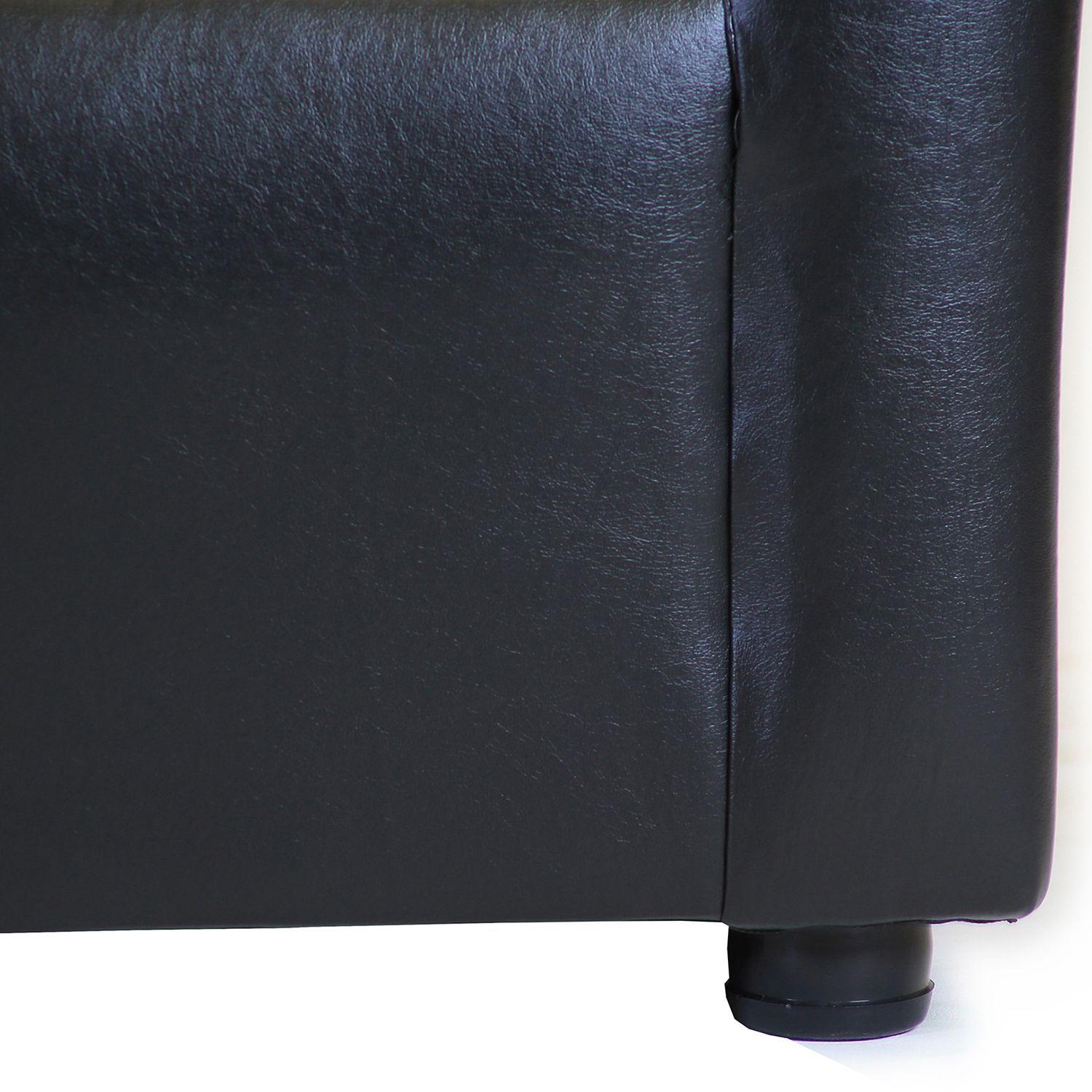 Sofá Madrid de 2 Cuerpos - Cuero Sintetico PU Negro-3