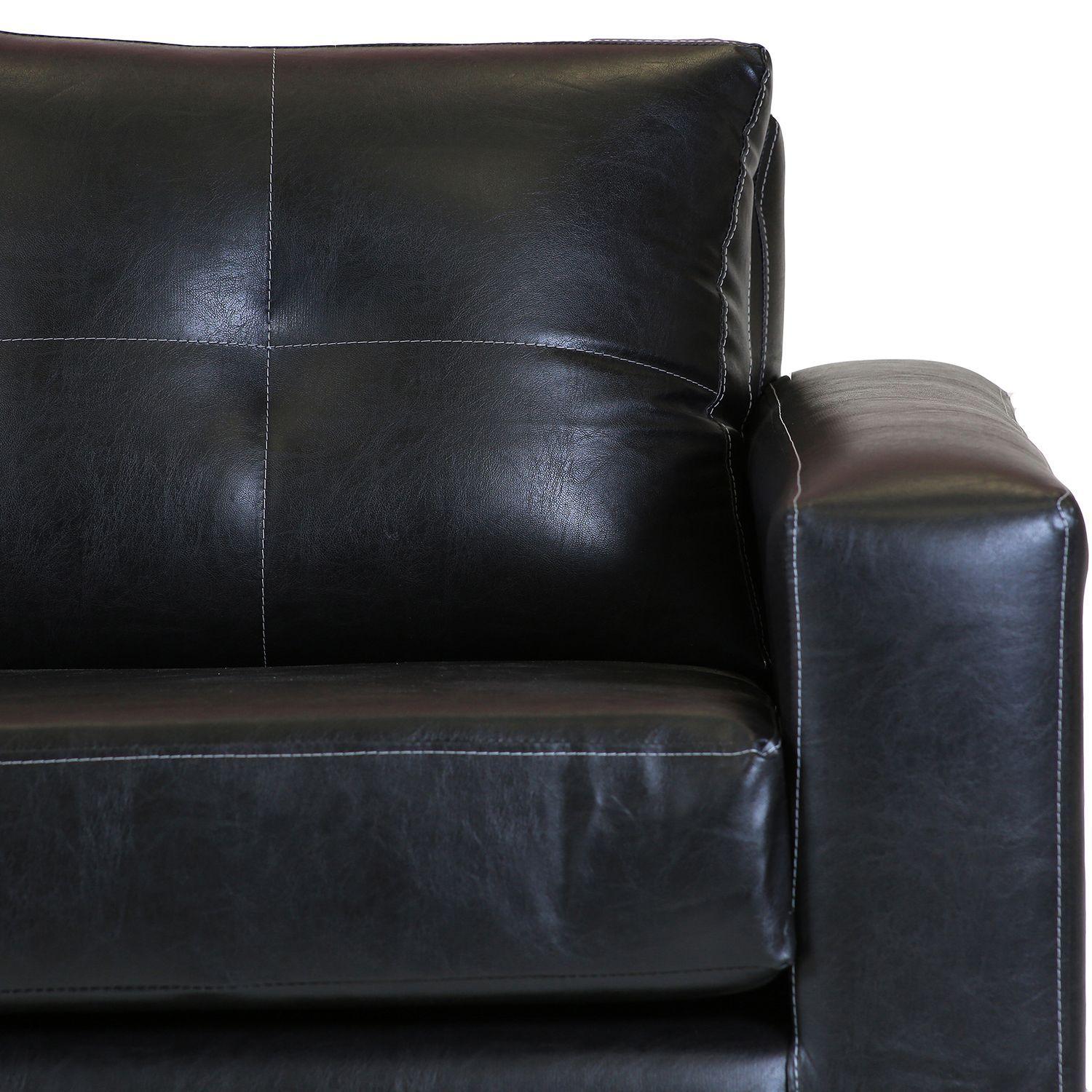 Sofá Roma de 1 Cuerpo - Cuero Sintetico Pu - Negro-2