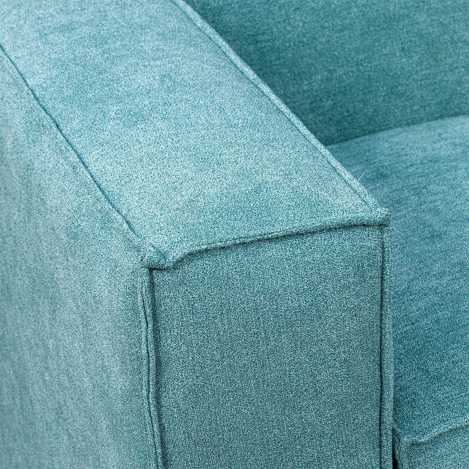 Sofá Modular Fortaleza 3 cuerpos y 2 Poufs - Tela Lino Finesse Verde Agua-5