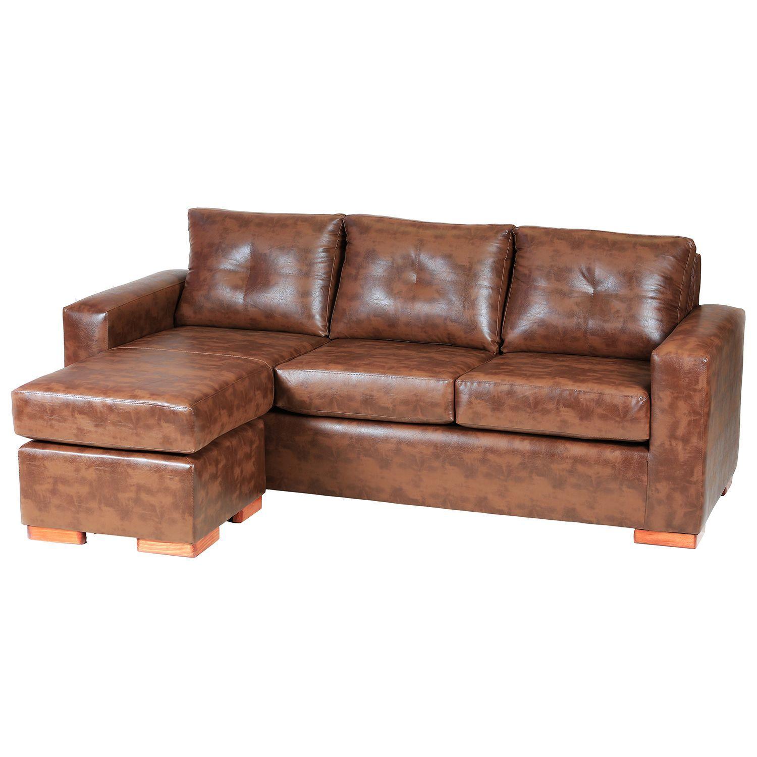 Sofá Seccional Miami de Cuero Sintético Pu - Caramelo-1