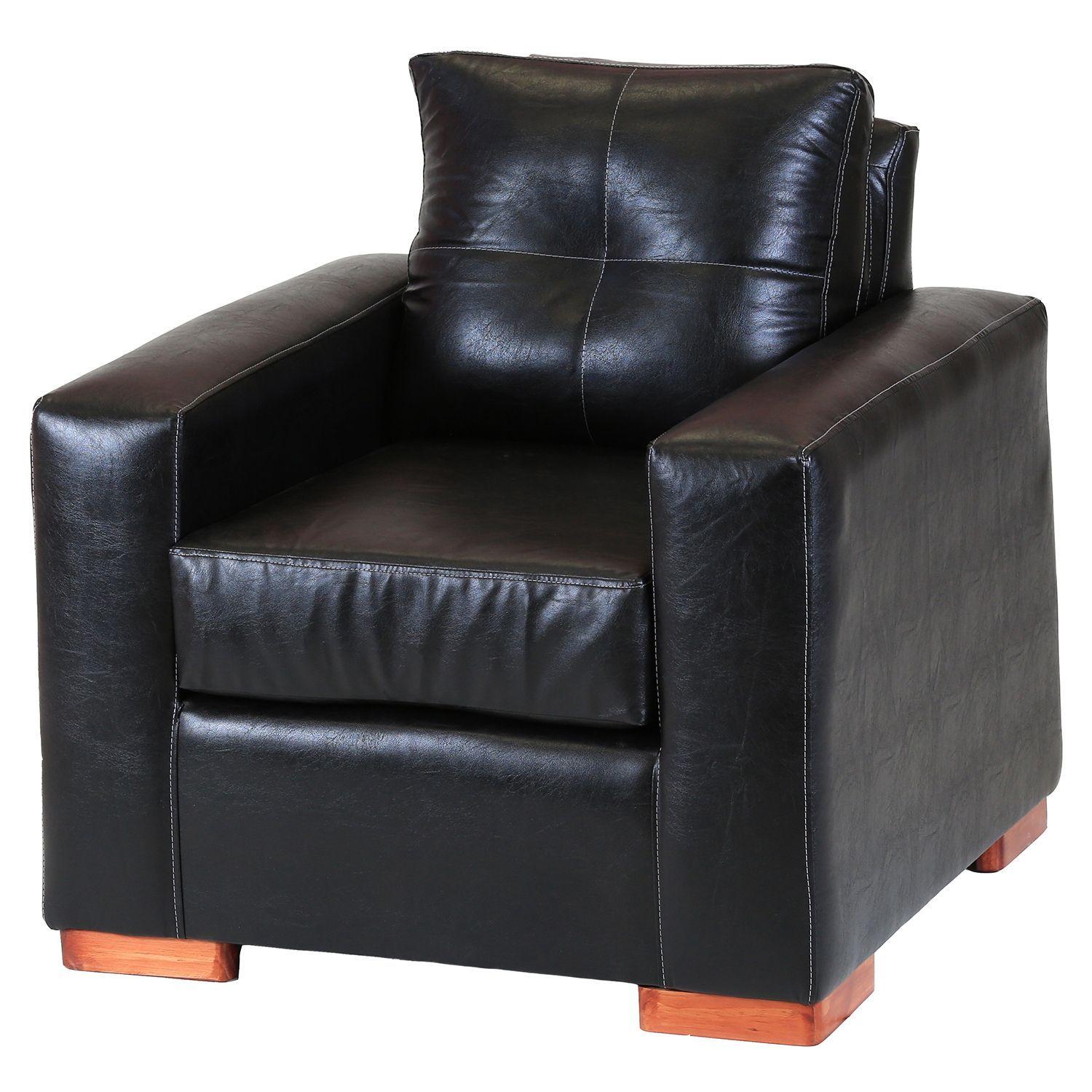 Juego de Living Roma 3-1-1 Cuerpo Cuero Sintetico Pu - Negro-3