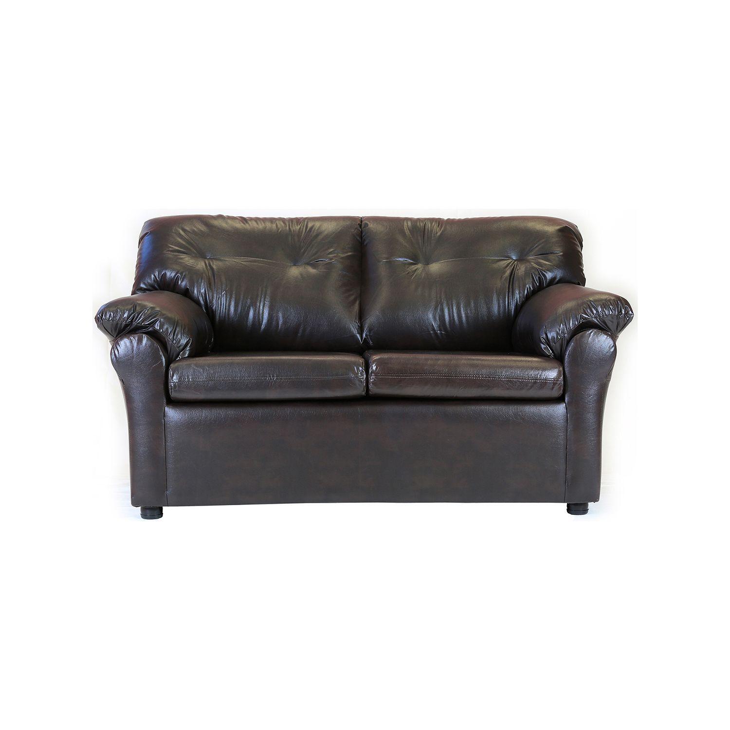 Sofá Madrid de 2 Cuerpos - Cuero Sintetico PU Café-1