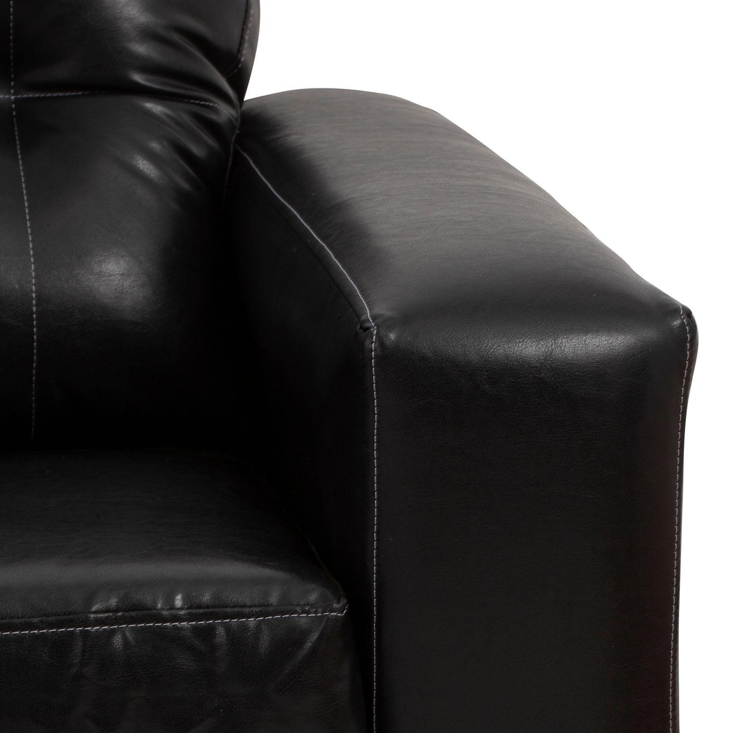 Sofá Seccional Valentina Cuero Sintético - Negro-4