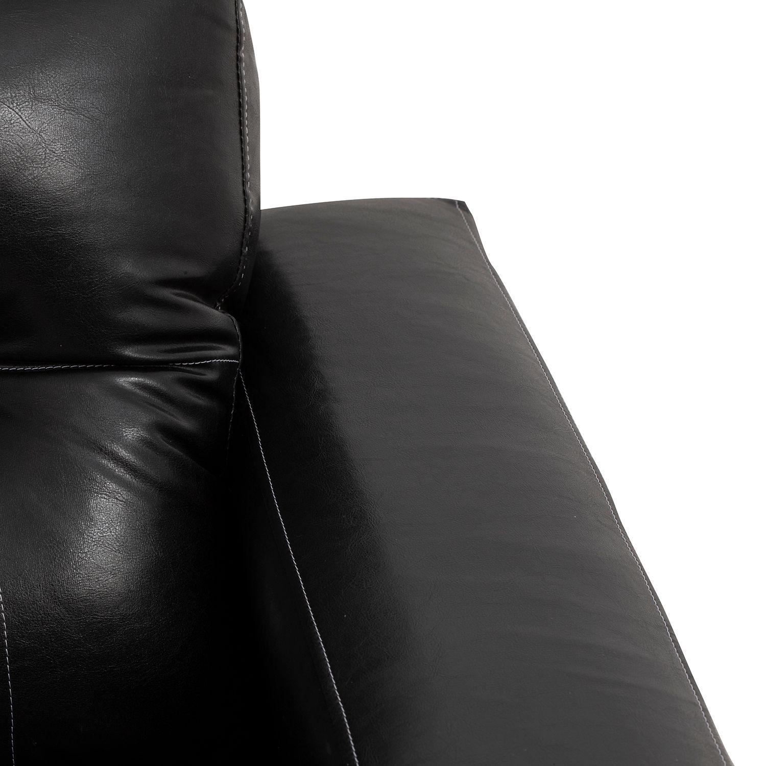 Sofá Seccional Valentina Cuero Sintético - Negro-5