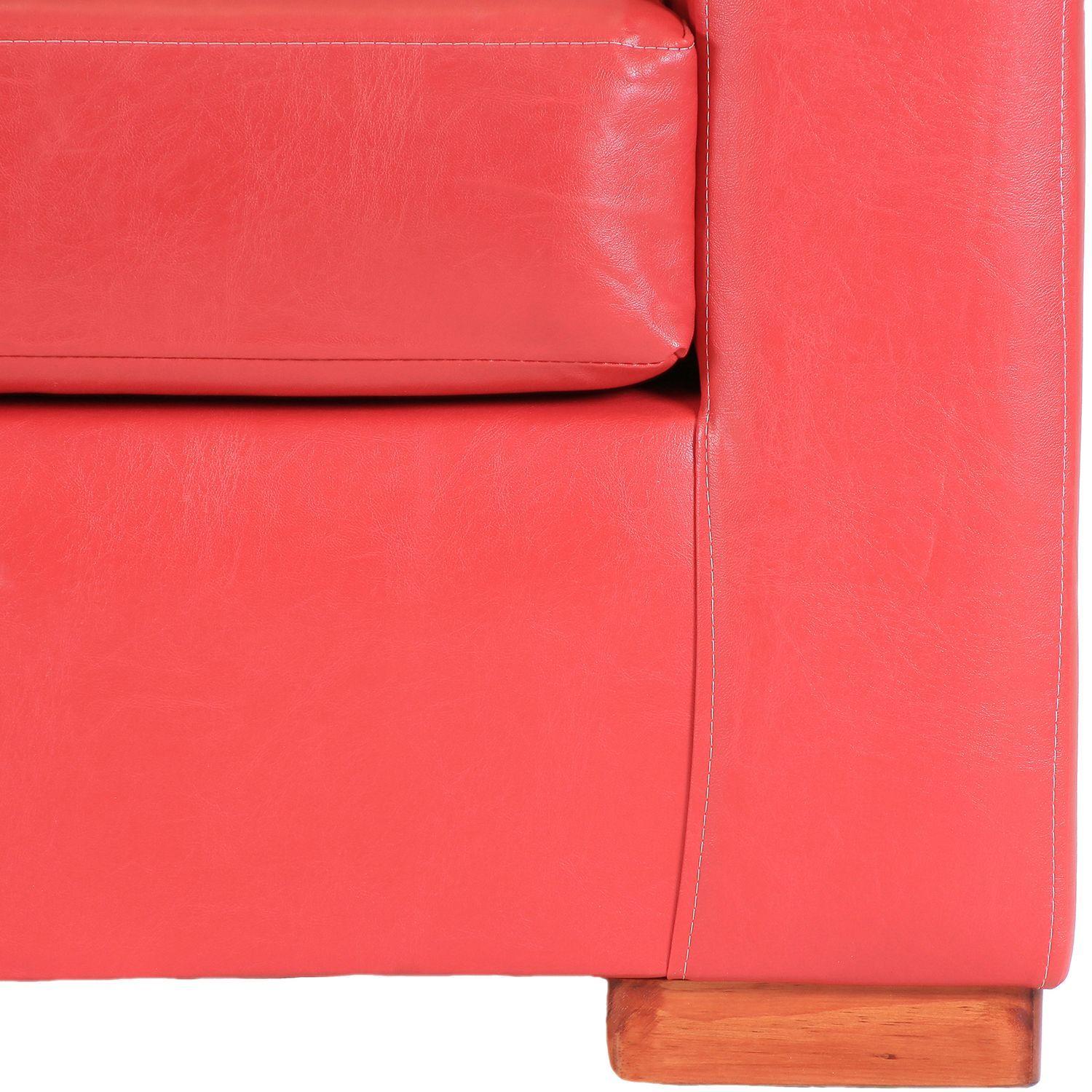 Sofá Roma de 1 Cuerpo - Cuero Sintetico Pu - Rojo-4