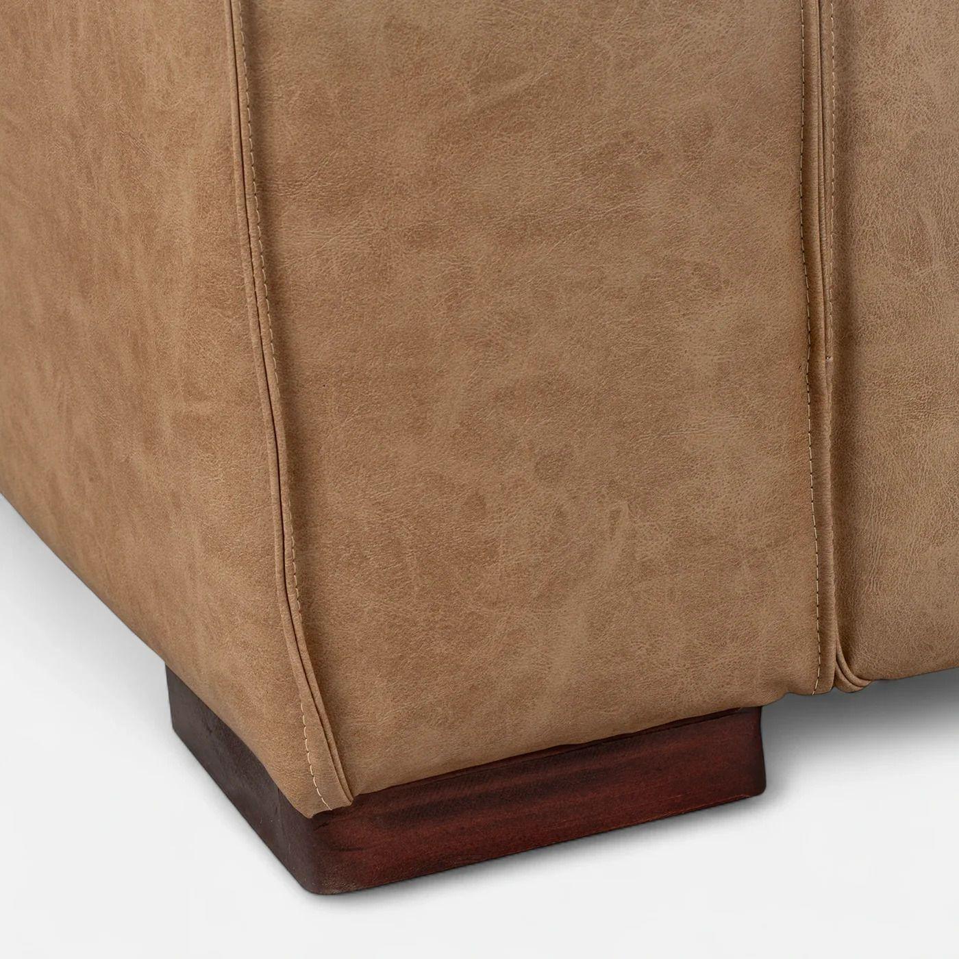 Sofá Modular Fortaleza 3 Cuerpos y 2 Poufs Cuero Reconstituido Beige-4