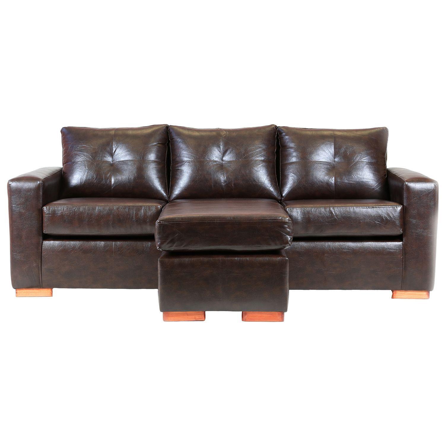 Sofá Seccional Miami de Cuero Sintético Pu - Café Moro-4